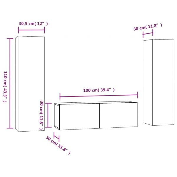 3-tlg. TV-Schrank-Set Räuchereiche Holzwerkstoff