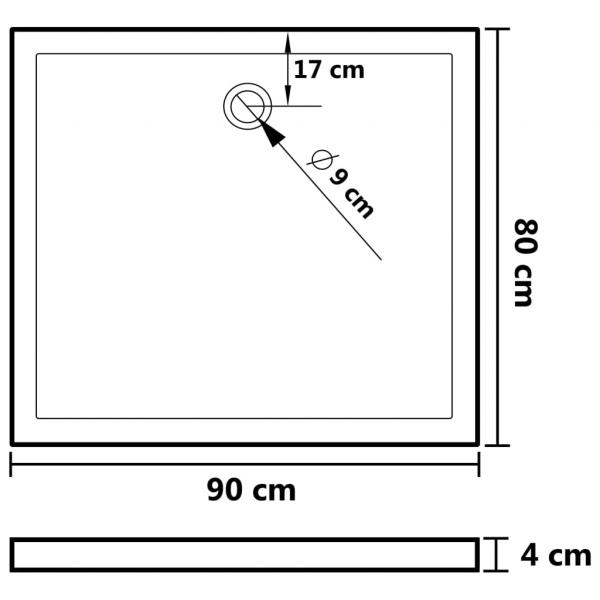 Duschtasse ABS Rechteckig Schwarz 80x90 cm