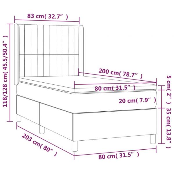 Boxspringbett mit Matratze Dunkelblau 80x200 cm Samt