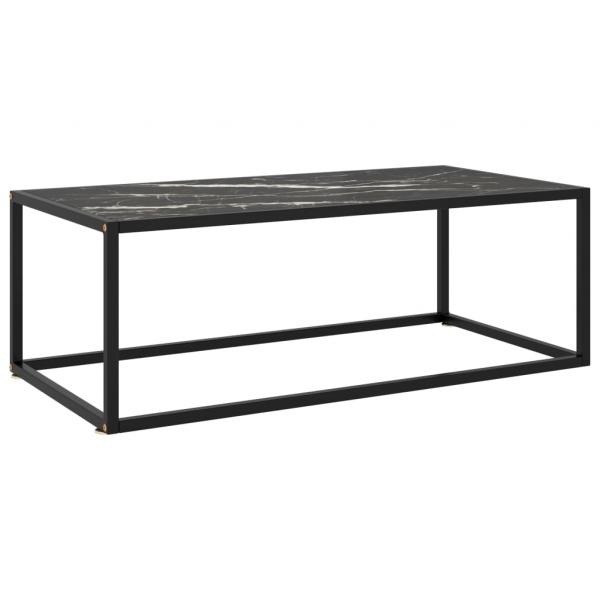 ARDEBO.de - Couchtisch Schwarz mit Schwarzem Glas in Marmor-Optik 100x50x35