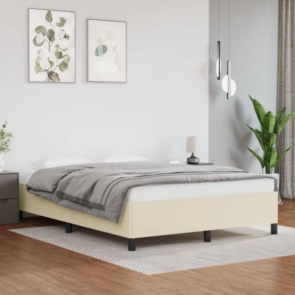 ARDEBO.de - Bettgestell Creme 140x190 cm Kunstleder