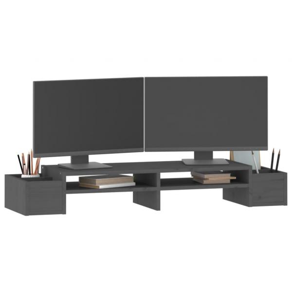 Monitorständer Grau 100x27,5x15 cm Massivholz Kiefer