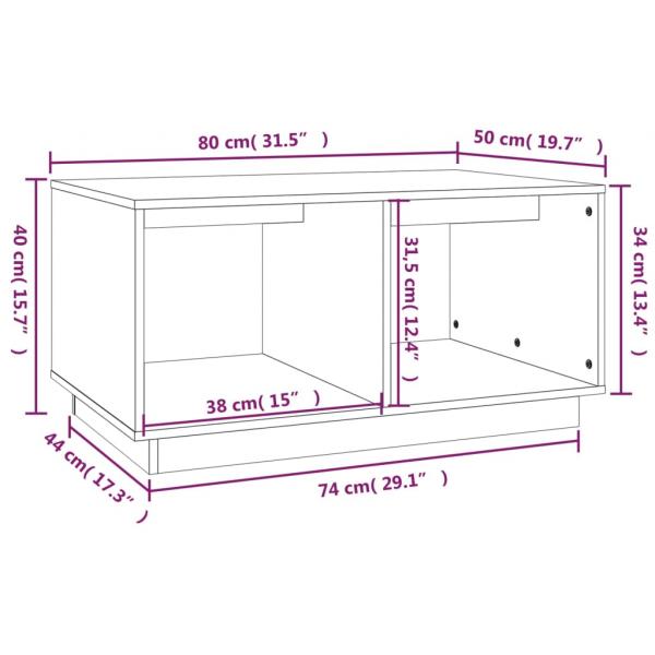 Couchtisch Weiß 80x50x40 cm Massivholz Kiefer