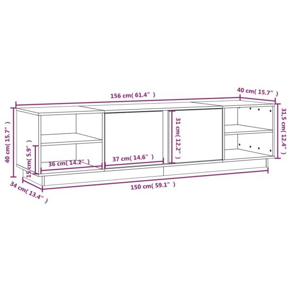 TV-Schrank Weiß 156x40x40 cm Massivholz Kiefer