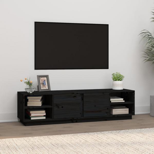 ARDEBO.de - TV-Schrank Schwarz 156x40x40 cm Massivholz Kiefer