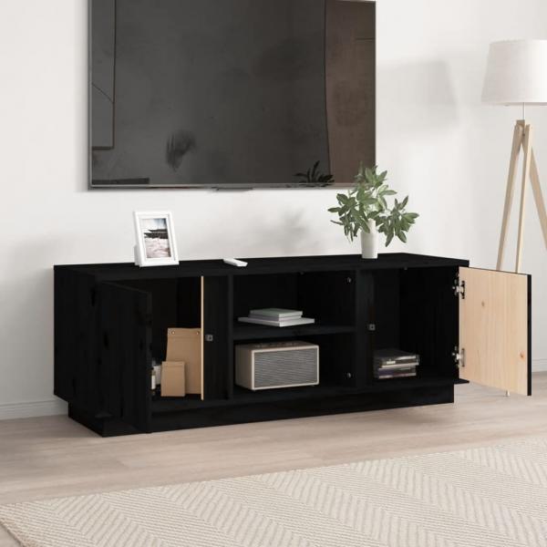 TV-Schrank Schwarz 110x35x40,5 cm Massivholz Kiefer