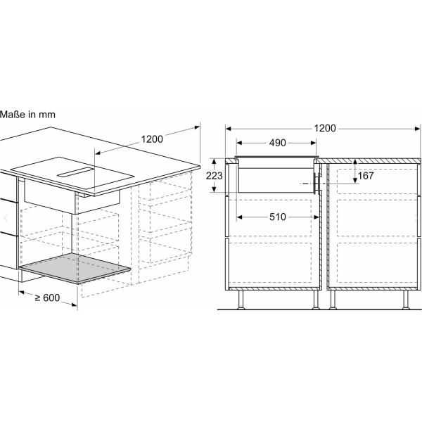 Siemens ED811FGA6 iQ500 Induktionskochfeld mit Dunstabzug und Flachkanal 90 °vertikal S (ED811FQ15E+HZ9VDSB4), 80cm breit, rahmenlos, touchSlider, Schwarz