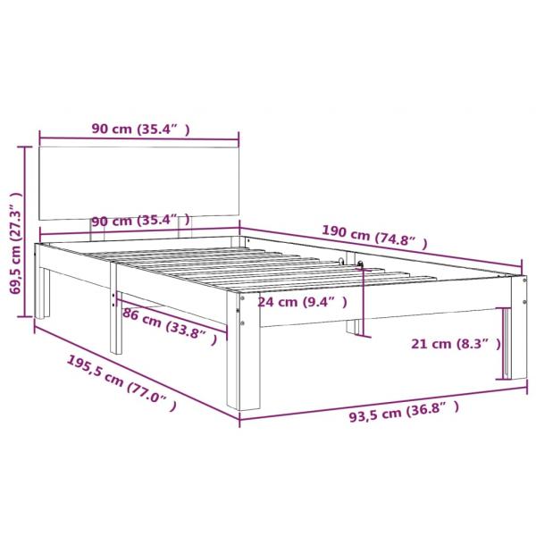 Massivholzbett 90x190 cm