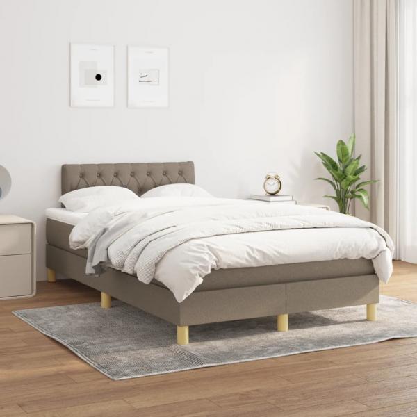 ARDEBO.de - Boxspringbett mit Matratze Taupe 120x200 cm Stoff