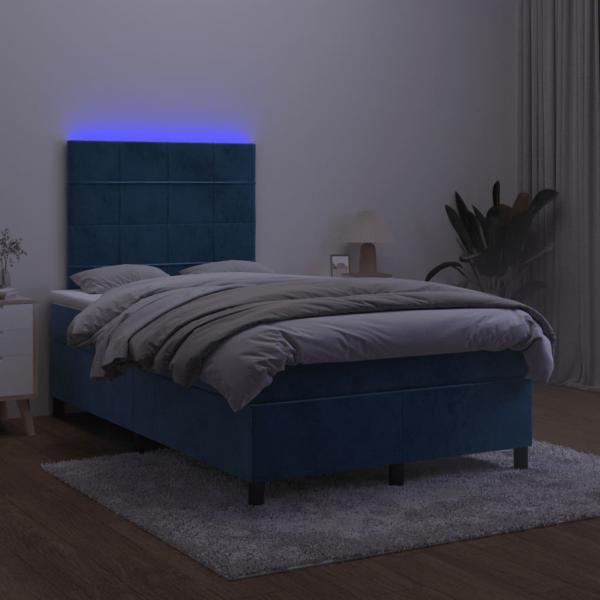 Boxspringbett mit Matratze & LED Dunkelblau 120x200 cm Samt