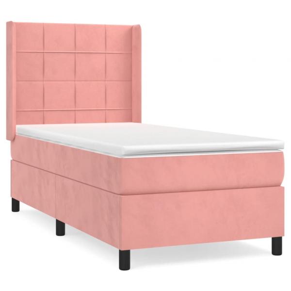 Boxspringbett mit Matratze Rosa 90x190 cm Samt