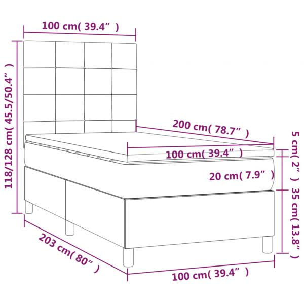 Boxspringbett mit Matratze Dunkelblau 100x200 cm Samt