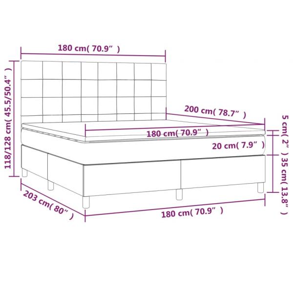 Boxspringbett mit Matratze & LED Blau 180x200 cm Stoff