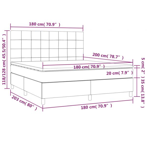 Boxspringbett mit Matratze & LED Rosa 180x200 cm Samt