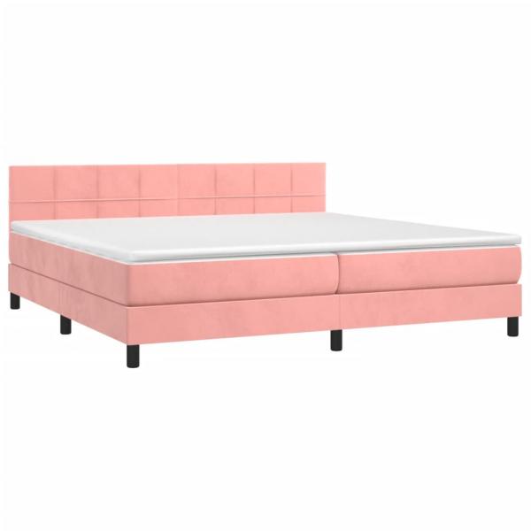 Boxspringbett mit Matratze & LED Rosa 200x200 cm Samt