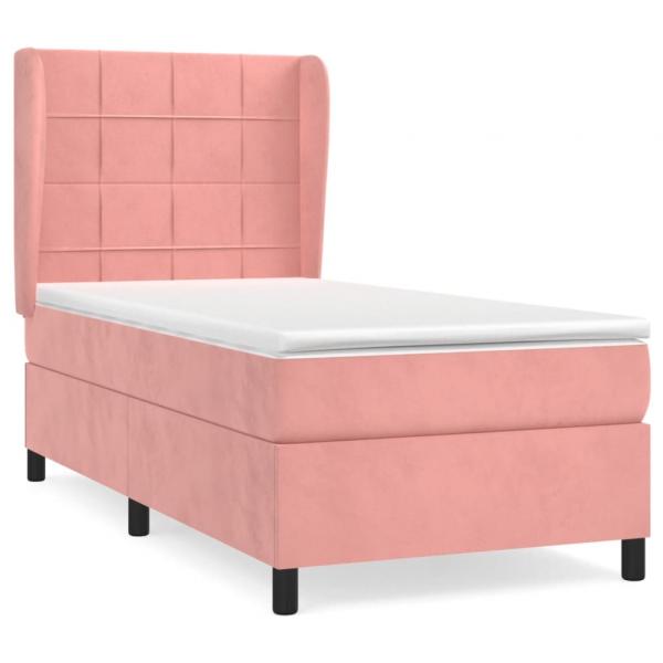 Boxspringbett mit Matratze Rosa 90x190 cm Samt