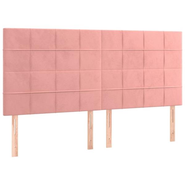 Kopfteile 4 Stk. Rosa 90x5x78/88 cm Samt