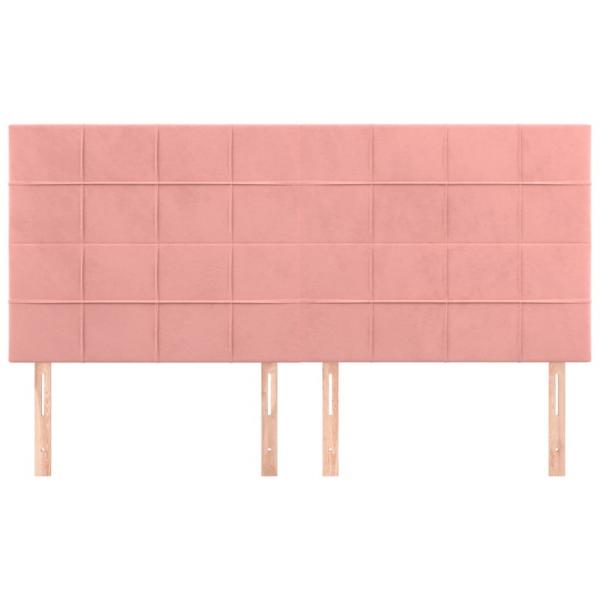 Kopfteile 4 Stk. Rosa 90x5x78/88 cm Samt