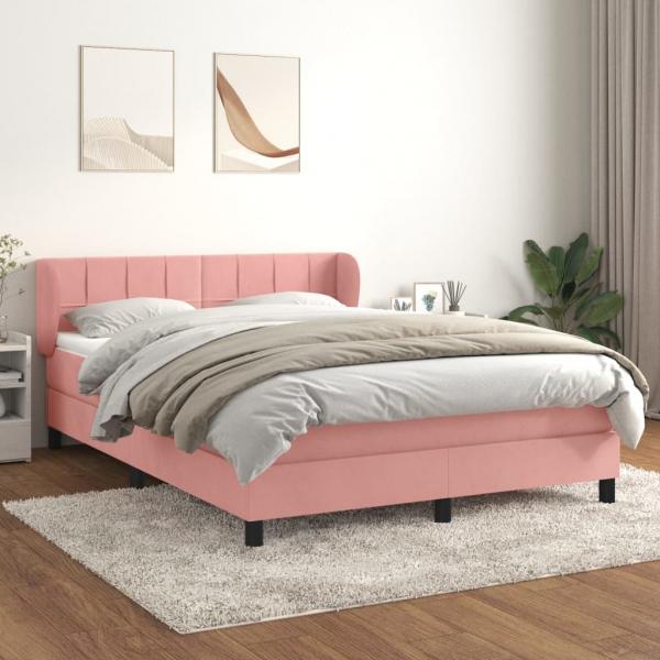 ARDEBO.de - Boxspringbett mit Matratze Rosa 140x190 cm Samt