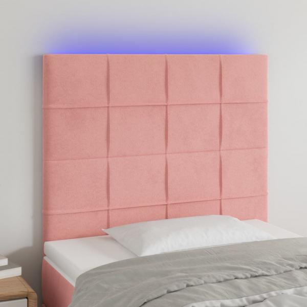 ARDEBO.de - LED Kopfteil Rosa 100x5x118/128 cm Samt