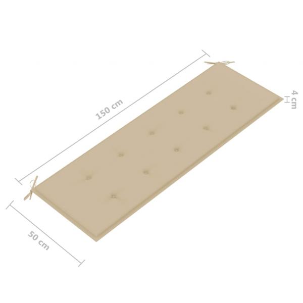 3-Sitzer-Gartenbank mit Auflage 150 cm Massivholz Eukalyptus