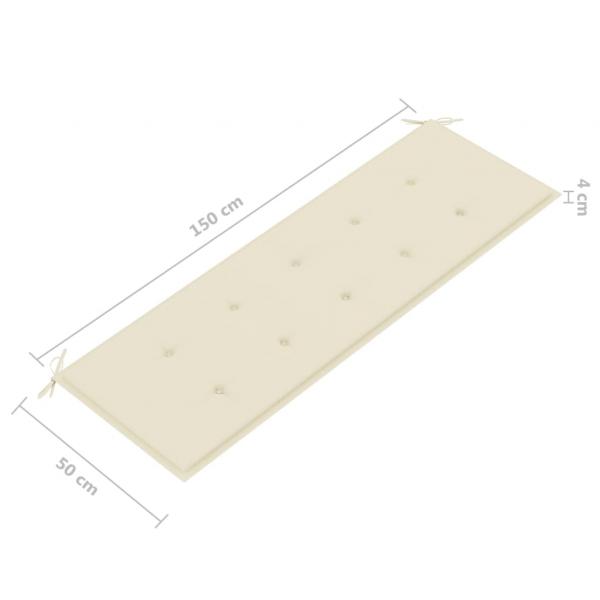 3-Sitzer-Gartenbank mit Auflage 150 cm Massivholz Eukalyptus