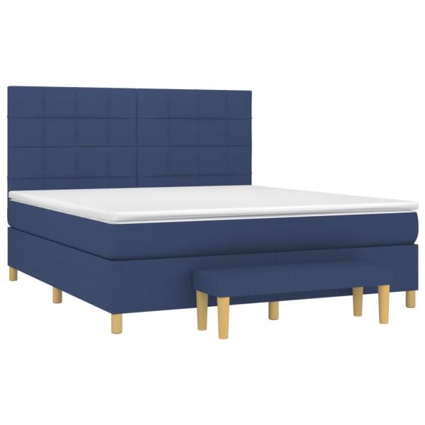 Boxspringbett mit Matratze Blau 180x200 cm Stoff