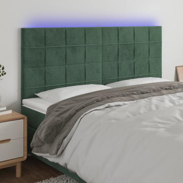 ARDEBO.de - LED Kopfteil Dunkelgrün 180x5x118/128 cm Samt