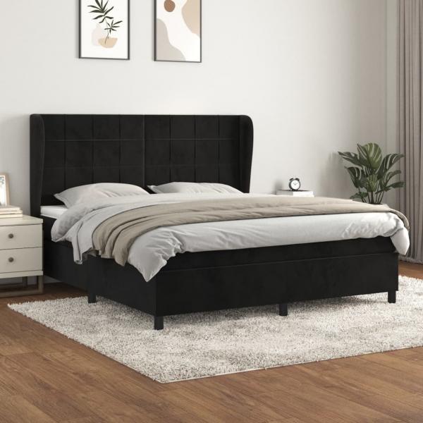 ARDEBO.de - Boxspringbett mit Matratze Schwarz 160x200 cm Samt