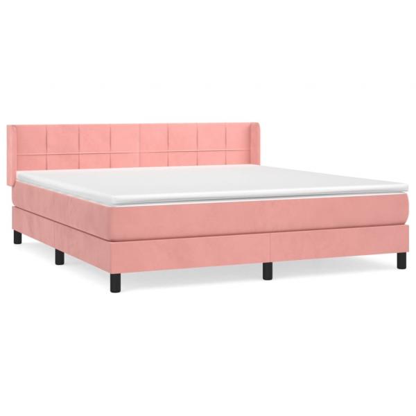 Boxspringbett mit Matratze Rosa 160x200 cm Samt