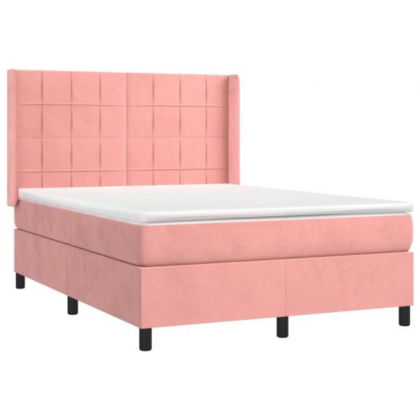 Boxspringbett mit Matratze Rosa 140x200 cm Samt