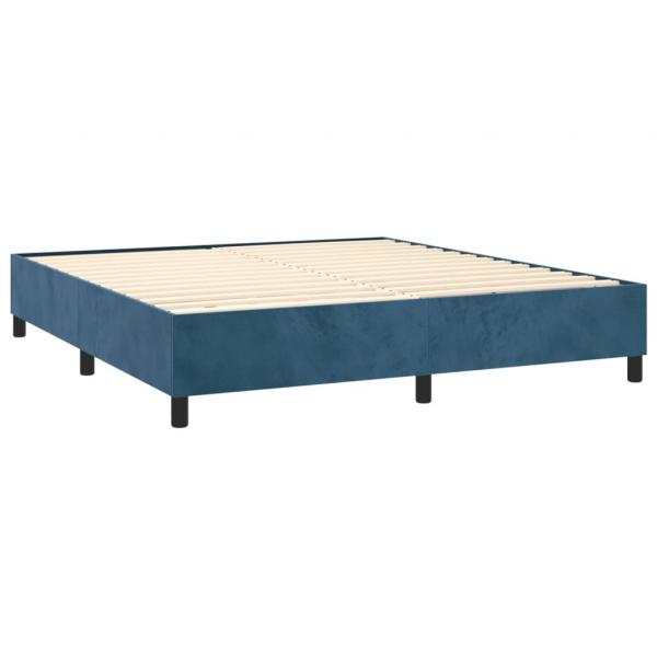 Boxspringbett mit Matratze Dunkelblau 200x200 cm Samt