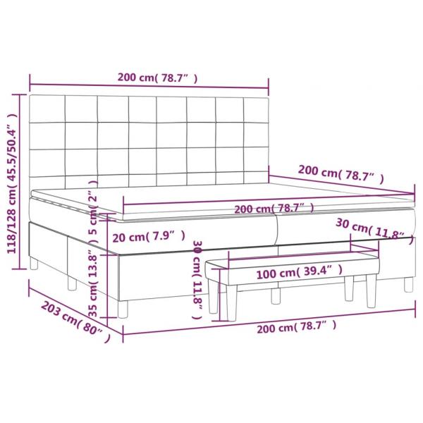 Boxspringbett mit Matratze Dunkelblau 200x200 cm Samt