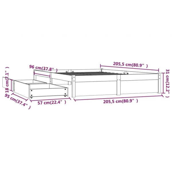 Bett mit Schubladen 200x200 cm