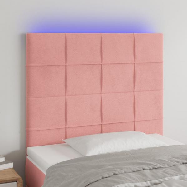 ARDEBO.de - LED Kopfteil Rosa 80x5x118/128 cm Samt