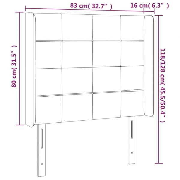 LED Kopfteil Hellgrau 83x16x118/128 cm Samt