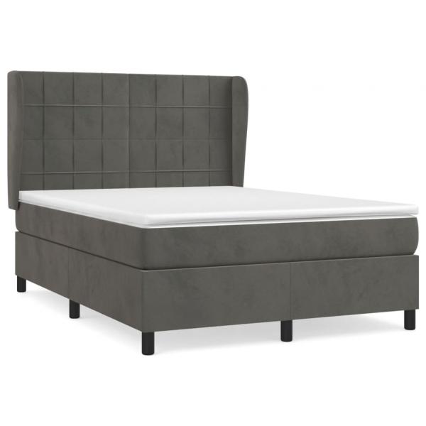 Boxspringbett mit Matratze Dunkelgrau 140x190 cm Samt