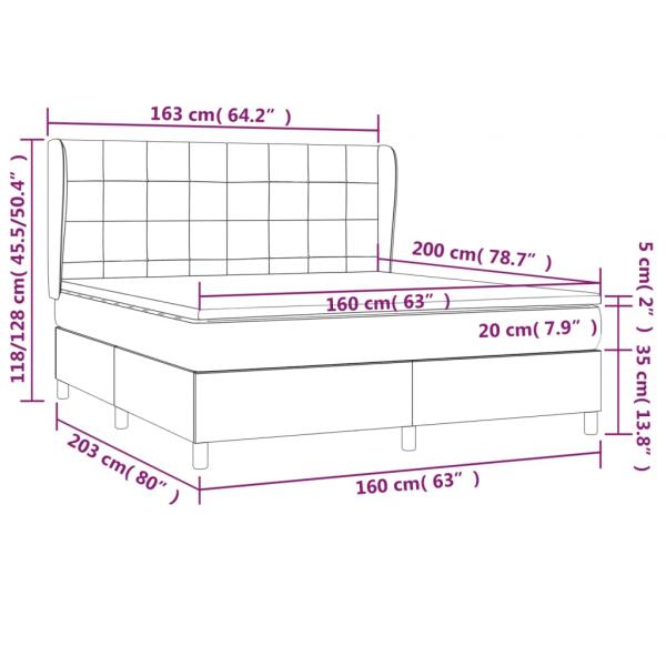 Boxspringbett mit Matratze Dunkelgrau 160x200 cm Samt