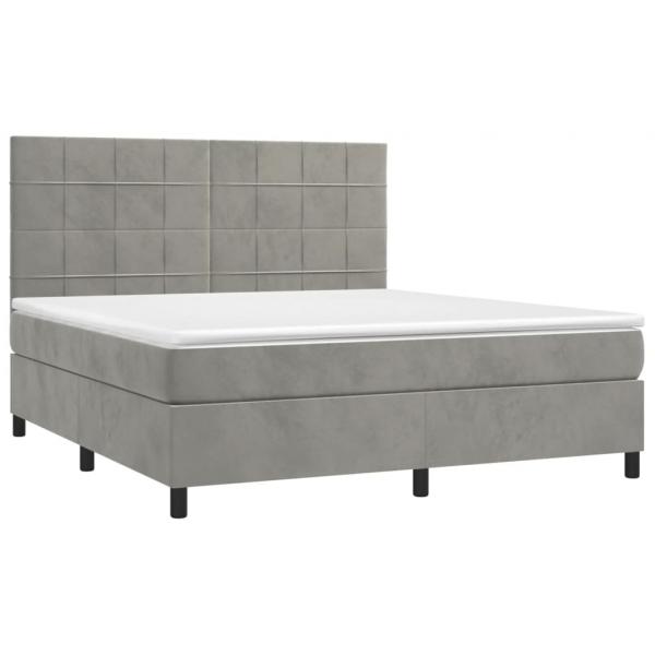 Boxspringbett mit Matratze & LED Hellgrau 160x200 cm Samt