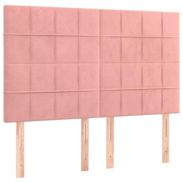 Kopfteile 4 Stk. Rosa 72x5x78/88 cm Samt