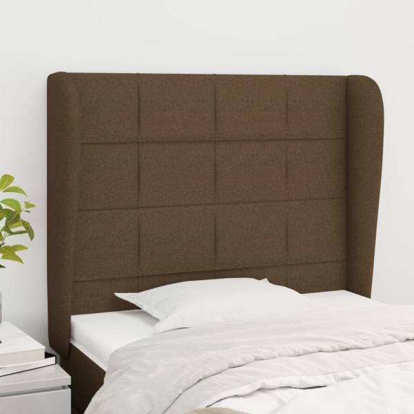 ARDEBO.de - Kopfteil mit Ohren Dunkelbraun 103x23x118/128 cm Stoff