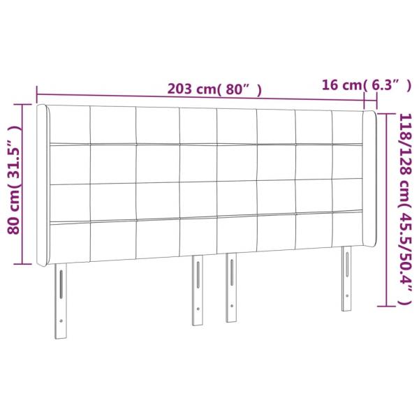 LED Kopfteil Rosa 203x16x118/128 cm Samt