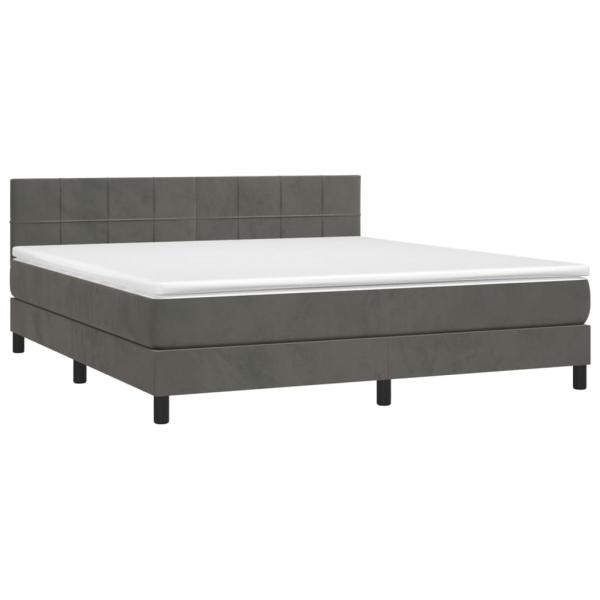 Boxspringbett mit Matratze Dunkelgrau 160x200 cm Samt