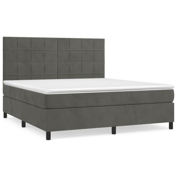 Boxspringbett mit Matratze Dunkelgrau 160x200 cm Samt