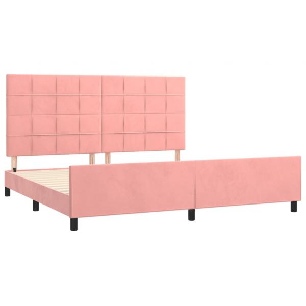 Bettgestell mit Kopfteil Rosa 200x200 cm Samt