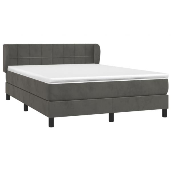 Boxspringbett mit Matratze Dunkelgrau 140x190 cm Samt