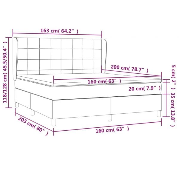 Boxspringbett mit Matratze Blau 160x200 cm Stoff