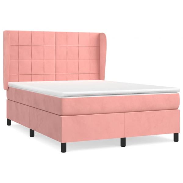 Boxspringbett mit Matratze Rosa 140x200 cm Samt