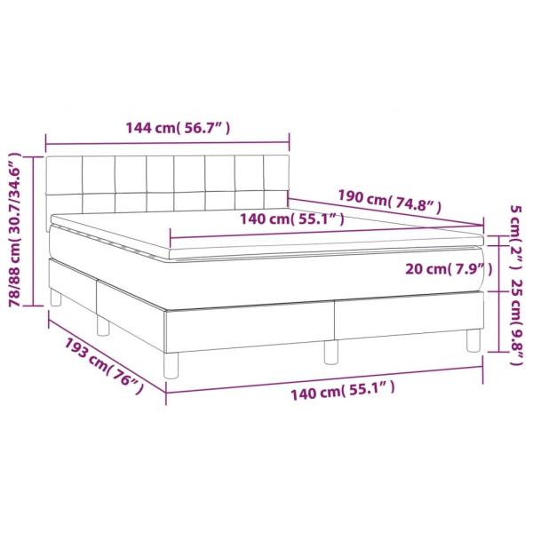 Boxspringbett mit Matratze & LED Dunkelgrau 140x190 cm Samt