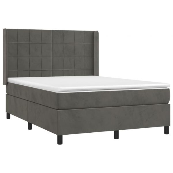 Boxspringbett mit Matratze Dunkelgrau 140x190 cm Samt